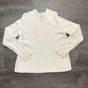 Cyrus Cream Cable-Knit Crewneck Sweater